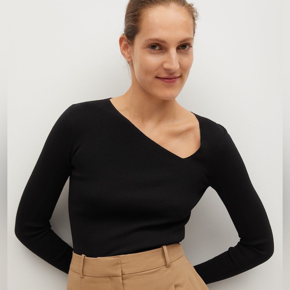Mango Black Asymmetrical Sweater